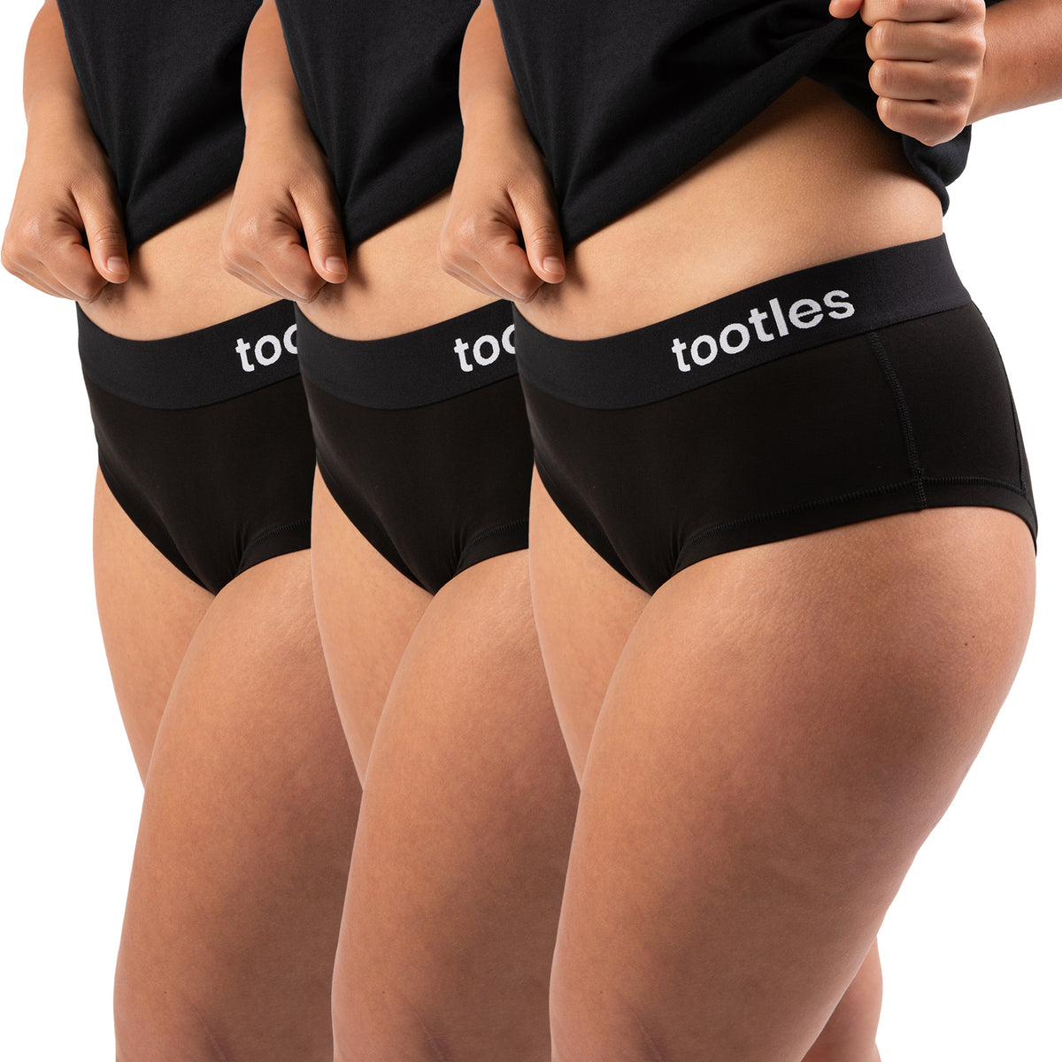 TOOTLES DRY 3PACK Womens Leak &amp; Smell Proof High Waist Period Underwear-Activated Carbon Liner Organic Bamboo Absorption Pad-Absorbs Thoroughly-Dries Quick-Filters Odor