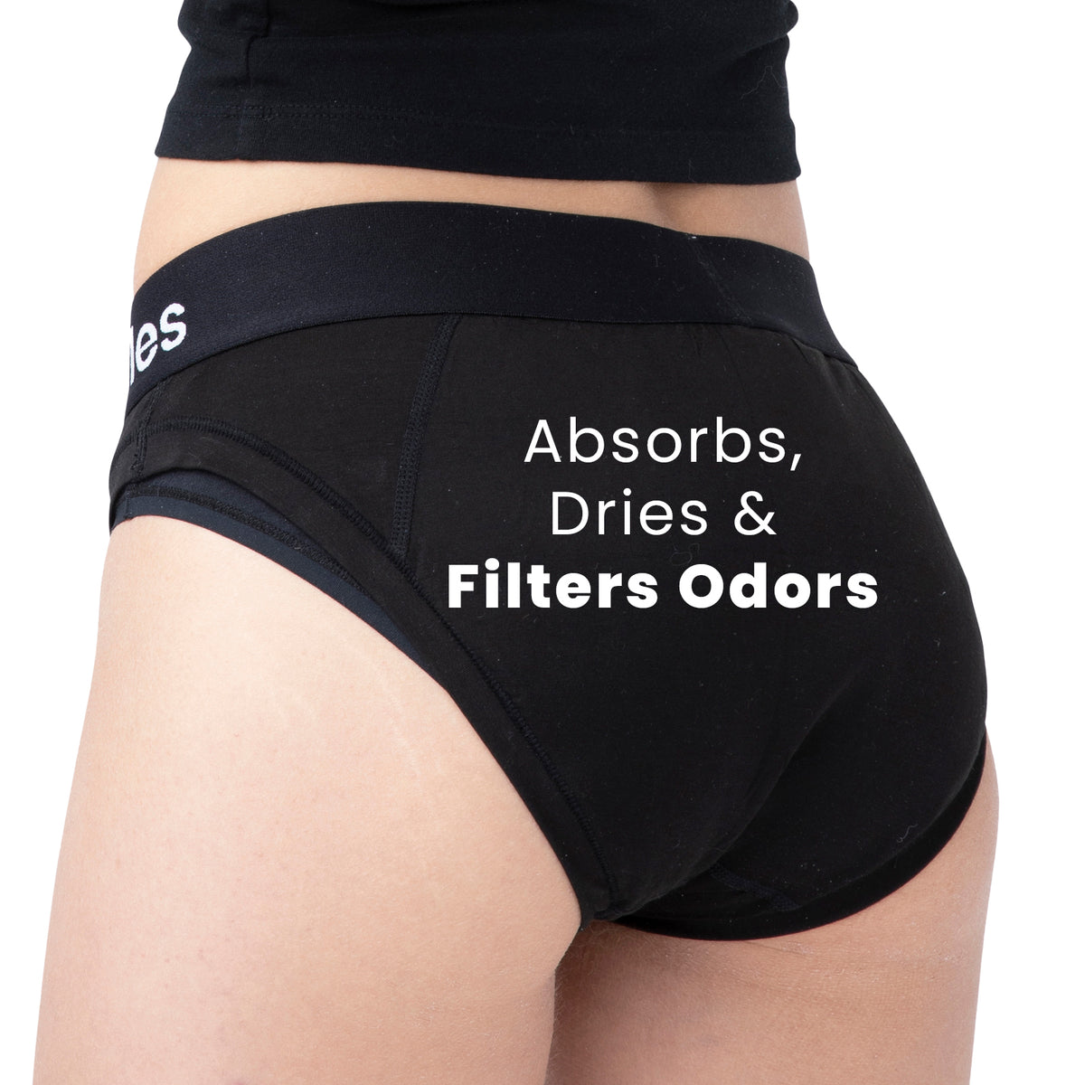 TOOTLES DRY 3PACK Womens Leak &amp; Smell Proof Low Waist Period Underwear-Activated Carbon Liner Organic Bamboo Absorption Pad-Absorbs Thoroughly-Dries Quick-Filters Odor